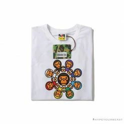 Hypeyourbeast BAPE Baby Milo Ring Colorful Kaleidoscope Tee Shirt 'WHITE' Clothes 7 Hypeyourbeast BAPE Baby Milo Ring Colorful Kaleidoscope Tee Shirt 'WHITE' Clothes
