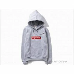 Hypeyourbeast Supreme Box Logo Hoodie Grey Red