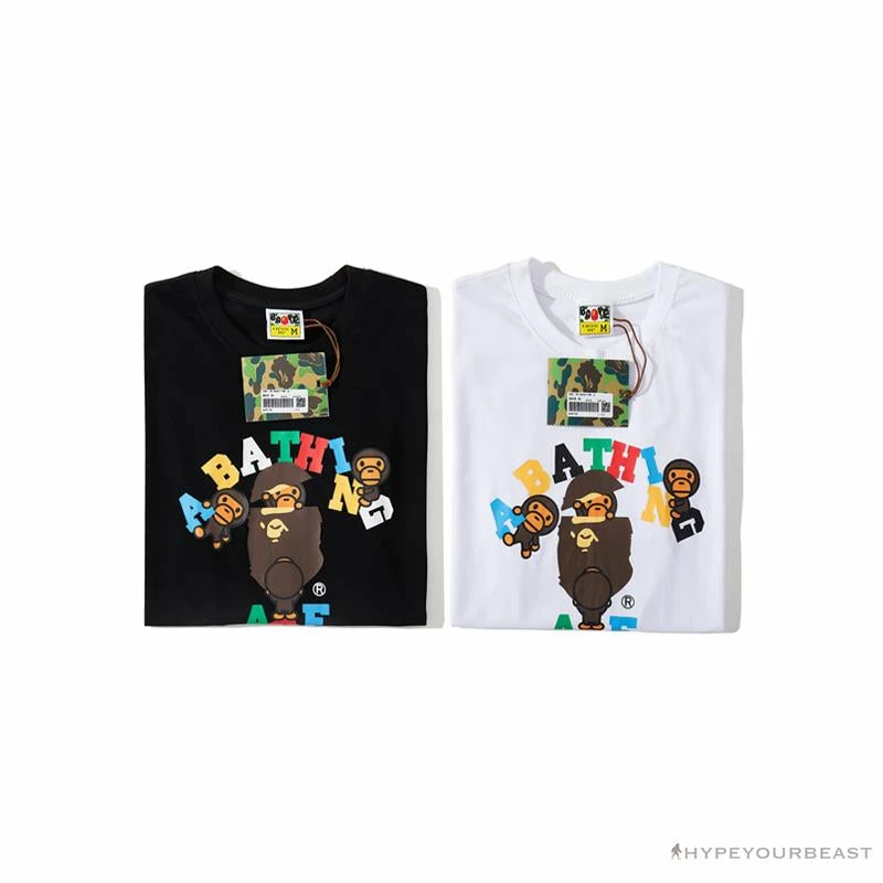 Hypeyourbeast BAPE Baby Milo Color Letter Monkey Tee Shirt 'BLACK' 17 Hypeyourbeast BAPE Baby Milo Color Letter Monkey Tee Shirt 'BLACK'