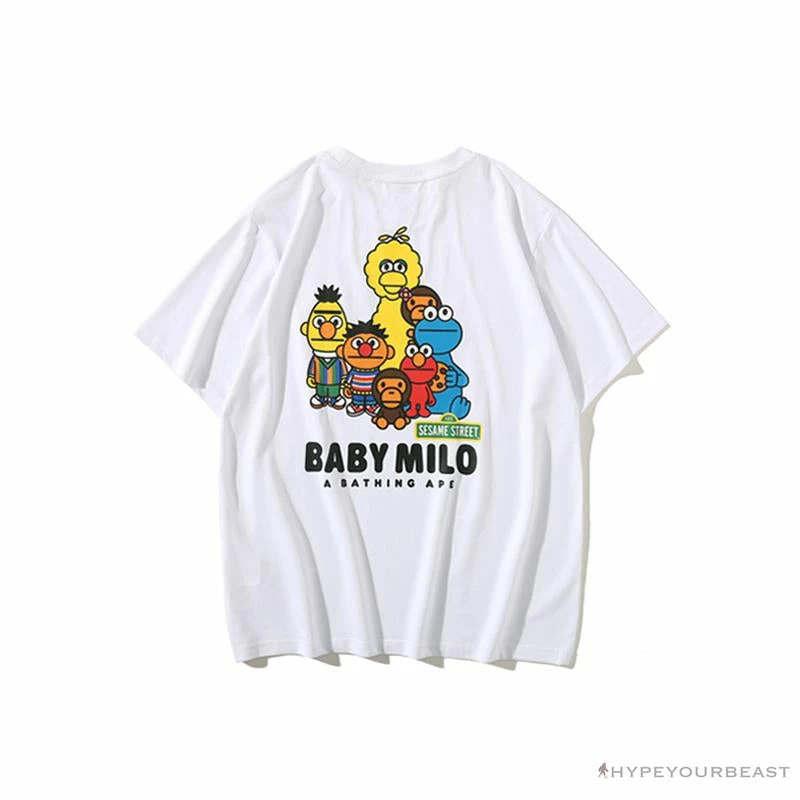 Hypeyourbeast BAPE Baby Milo Sesame Street Plain Tee Shirt 'WHITE' Clothes 2 Hypeyourbeast BAPE Baby Milo Sesame Street Plain Tee Shirt 'WHITE' Clothes