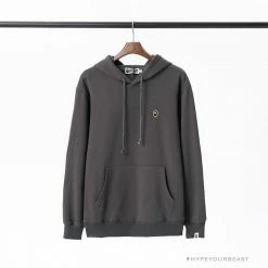Hypeyourbeast BAPE Classic Ape Head Embroidered Standard Cotton Terry Hoodie 'DARK GREY' Clothes