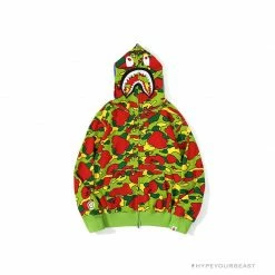 Hypeyourbeast BAPE Shark Head STA Star Camouflage Hoodie 'GREEN'