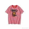 Hypeyourbeast BAPE Baby Milo Rock Bass Player Striped Tee Shirt 'RED' Clothes