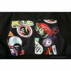 Hypeyourbeast Clothes BAPE Badge LOGO Sticker Style Stitching Hoodie