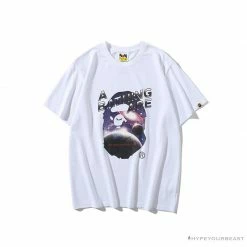 Hypeyourbeast BAPE Universe Solar System Ape Man Head Tee Shirt 'WHITE'