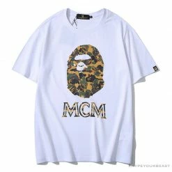 Hypeyourbeast BAPE X MCM Camouflage Ape Head Tee Shirt 'WHITE'