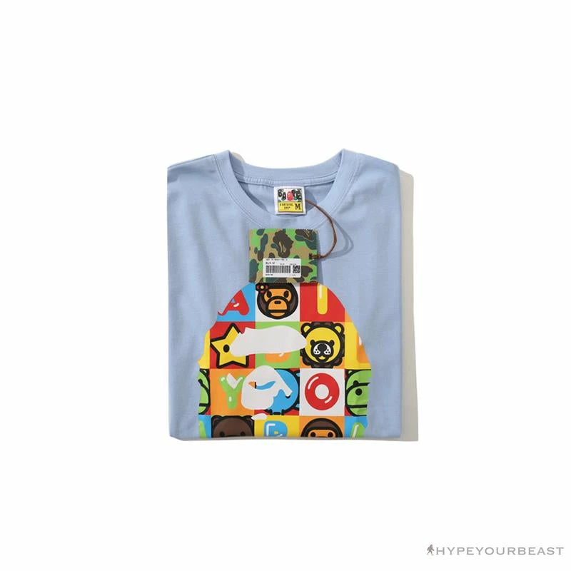Hypeyourbeast BAPE Baby Milo Color Square Ape Head Tee Shirt 'BLUE' Clothes 3 Hypeyourbeast BAPE Baby Milo Color Square Ape Head Tee Shirt 'BLUE' Clothes